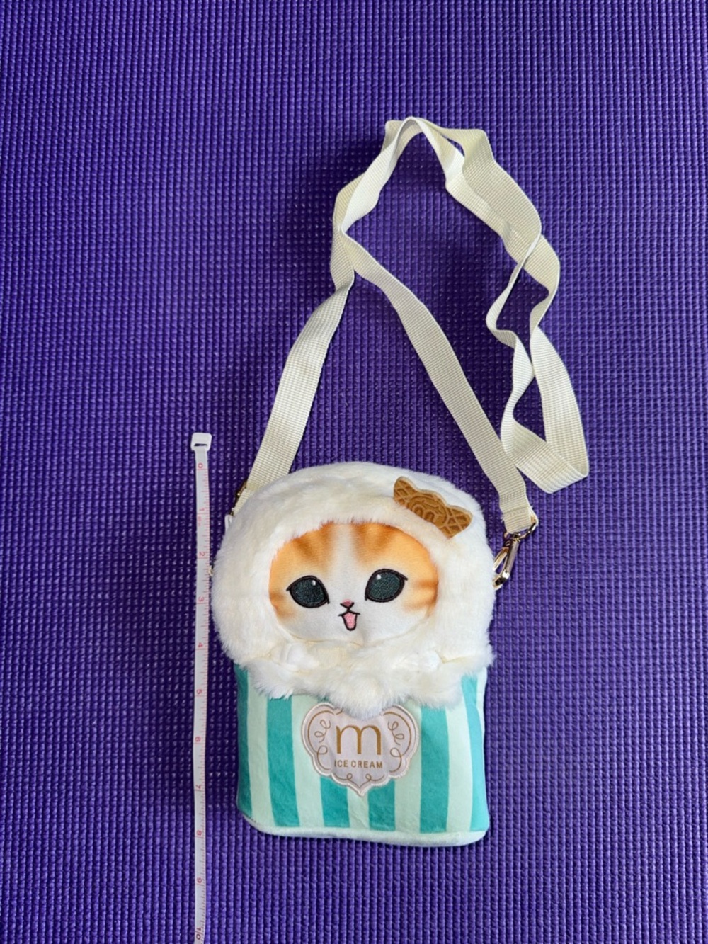 Miniso Ice Cream Plush Crossbody Bag - Mint & Cream